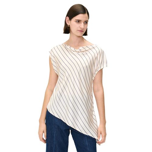 Veronika Maine Cream Stripe Draped Top